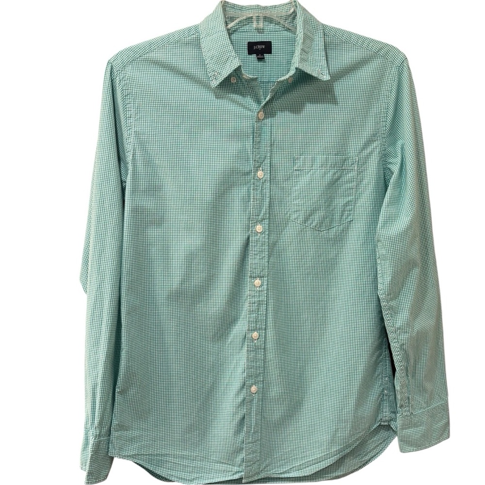 J. Crew green gingham button down, medium